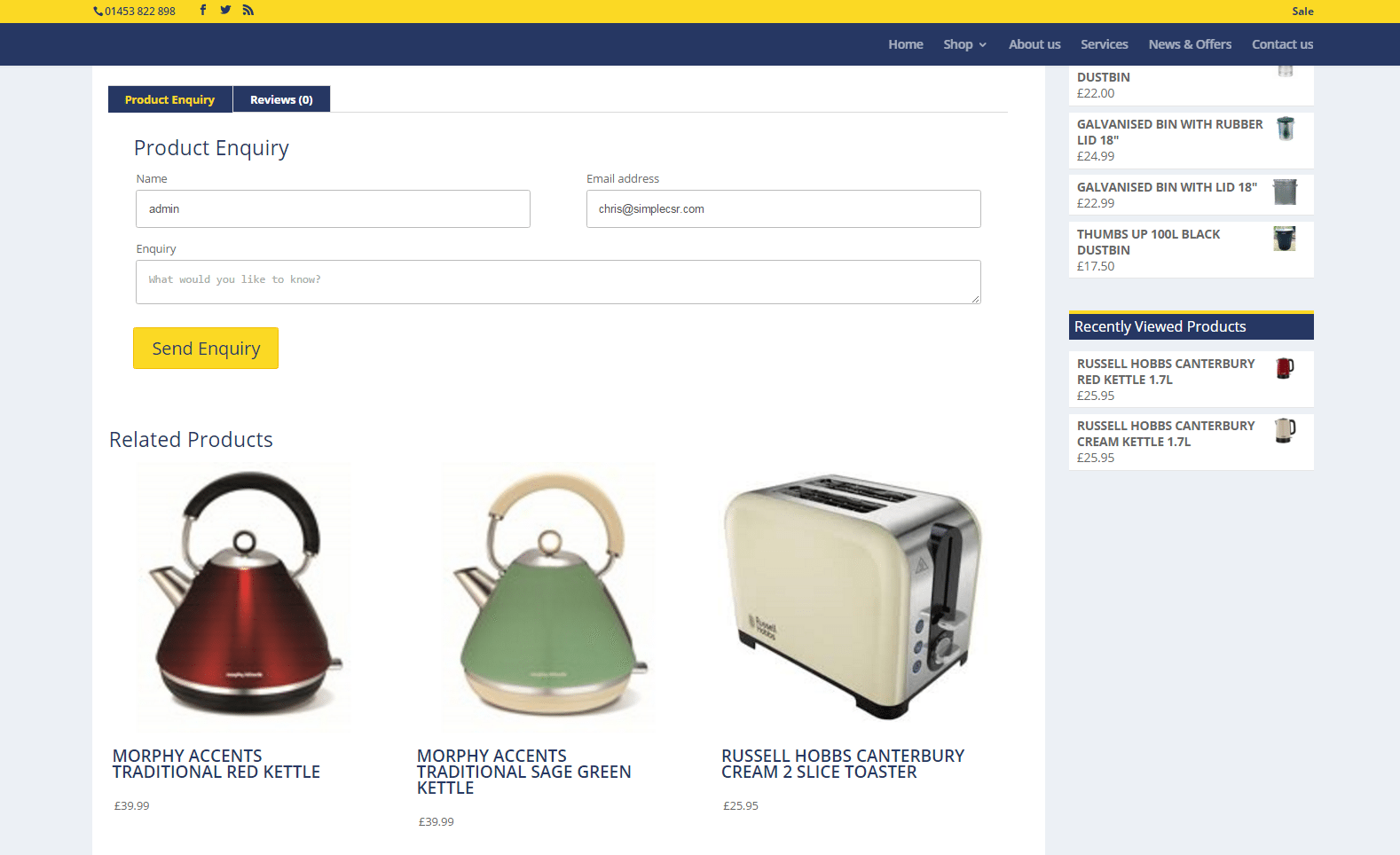 Catalog Shopping with Online Sales Enquiry